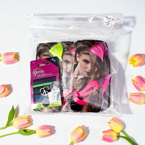 Huge Accessory Lot 7+ Hot Streaks Clip-In Faux Hair Beads Tattoos Feather Ties - Picture 4 of 4